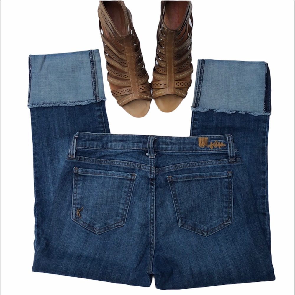 KUT from the Kloth jeans size 6 skinny cropped cuffed dark denim - Picture 2 of 7
